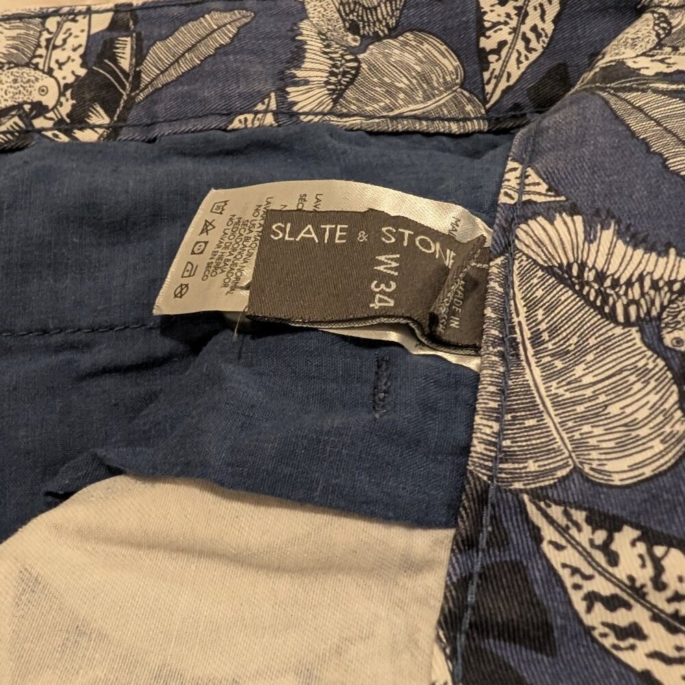 Slate & Stone Men’s Shorts Size 34 Blue Tropical Print Casual Chino - Picture 3 of 7